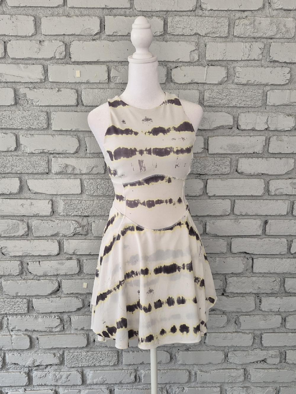 lululemon athletica White Dress with Yellow and Charcoal Tie-Dye